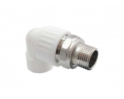 Угольник для радиатора с американкой (наружная резьба) 20 мм x 1/2'' Угольник для радиатора с американкой (наружная резьба) 20 мм x 1/2''