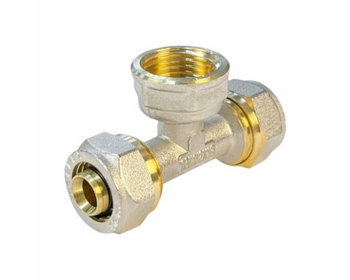 Тройник обжимной переходной 16×½″×16 с ВР