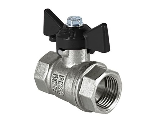 Кран шаровой никелированный DELTA PRO с ручкой-бабочкой 1/2″ внутр./внутр