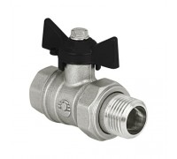 Кран шаровой никелированный DELTA PRO с американкой и ручкой-бабочкой 1″ внутр./наруж.