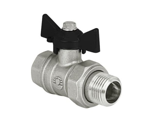 Кран шаровой никелированный DELTA PRO с американкой и ручкой-бабочкой 1/2″ внутр./наруж.